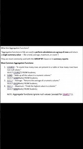 SQL Aggregate Functions #DatabaseLearning #SQLTraining #SQLDeveloper #ProgrammingTutorial #SQLTips