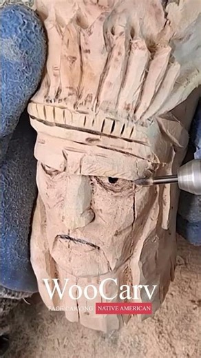 Face Carving Native American #facecarving #woodworking #dremel #wood