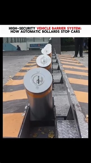 Factonic🌅 on Instagram: "Silent, strong, and engineered for absolute control — this high-security vehicle barrier system shows how technology protects spaces without drama. Automatic bollards rise from the ground with precision, forming an unyielding line of defense against unauthorized vehicles. Designed for government buildings, airports, embassies, and critical infrastructure, these systems blend strength with smart automation. In seconds, the road transforms from open access to a fortified 