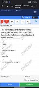 Question No. 63:The uterine tissue and chorionic villi that i... | Filo
