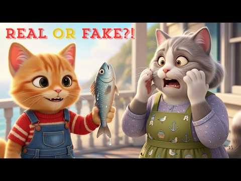 April Fools' Day for kids: Ginger's Toy Fish Prank on Grandma ❤️🐱Cat Story