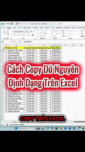 Copy nguyên.định dạng trên Excel#affiliatemarketing #tinhocvanphong #xuhuong #exceltips #excel