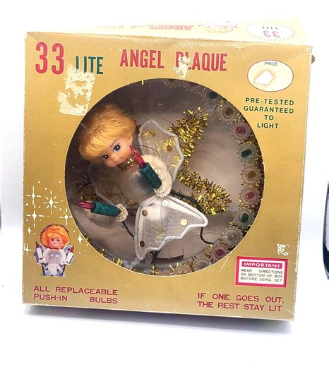 Angel Christmas Tree Topper Light up Plaque 1960s Works New in Box - Etsy