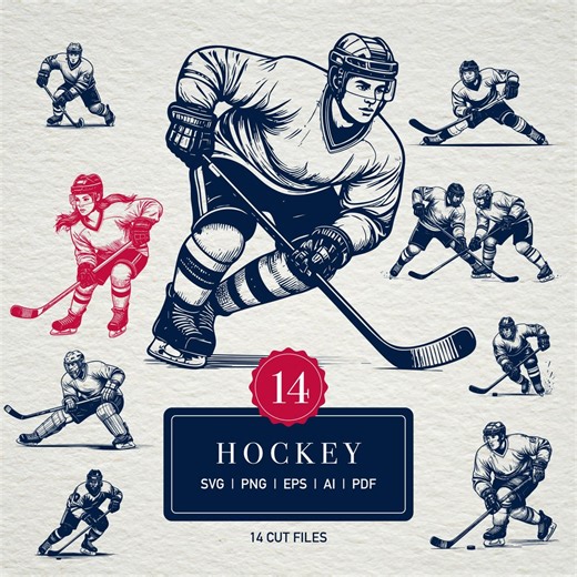 Hockey Player SVG Bundle: Cut Files, Clipart (digital Download) - Etsy
