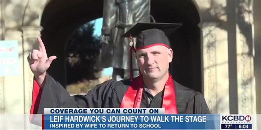 Fall 2025 Texas Tech graduate walking the stage after going back to school