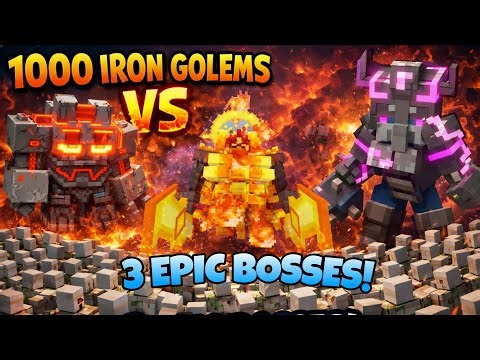 1000 Iron Golems vs 3 Strongest Minecraft Bosses 😱 (Impossible Fight!)