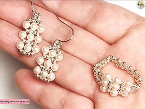 16K views · 373 reactions | How to Make Three-Tier Pearl Ring and Earrings Tutorial  Materials   27 Swarovski pearls (4mm)  TOHO seed beads 11/0 & 15/0 (PF558)  Earring hooks  Beading thread Fire Line 6LB (0.15mm)  Beading needle #11 | Wedding Decoration Ideas | Facebook