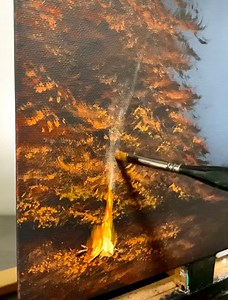 Painting Campfire Landscape Acrylic Artwork