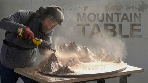 A Stunning Hand-Carved 3D Mountain Range Table