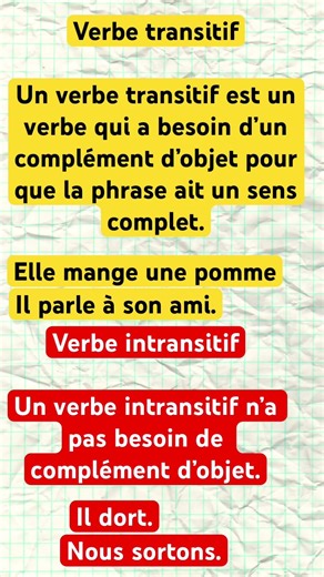 Verbe transitif et intransitif