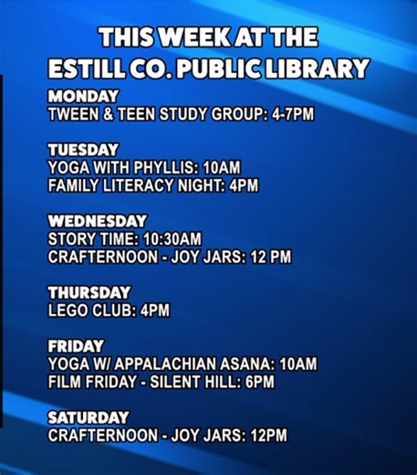 ECPL Events for 1/12-1/17 2026 #librarytiktok #estill #estillcountykentucky #booktok #