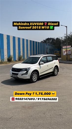 Nilesh Udmale on Instagram: "✅Mahindra XUV500 W10 Sunroof 🚘 2015 Diesel ⛽️ Push button start manual gear, High mileage, 2nd Owner, 153000km Driven, big cabin, long wheelbase Sport big size alloy wheels 🛞 projector head lamp with DRL lights, Key 🔑 less entry, Driver seat Electric adjust Leather premium seat cover, dual tone interior, auto climate control, rear AC best cooling Steering control and cruise control, safety Airbags ABS EBD, and ESP also Tilt telescopic with Collapsable safety steer