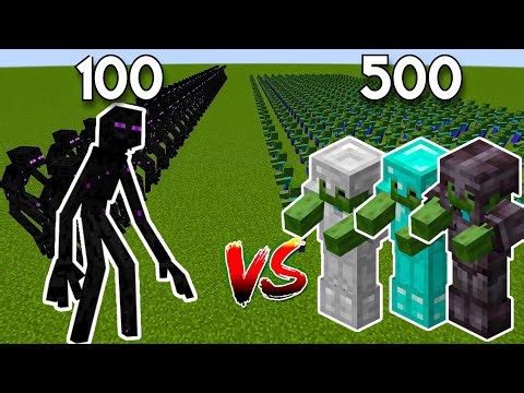 100 MUTANT ENDERMAN vs 500 ARMOR ZOMBIES | Minecraft Battle