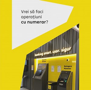 Ce înseamnă banking ușor? E atunci când nu mai stai la coadă să-ți plătești ratele sau să depui numerar în contul bancar. Folosește bancomatele multifuncționatele din rețeaua Raiffeisen Bank pentru operațiuni bancare mai simple: 🟡 Depunere și retragere numerar, în lei și euro 🟡 Transfer bancar către un prieten 🟡 Schimb valutar 🟡 Plata ratelor sau a facturilor Lista bancomatelor multifuncționale o poți găsi aici - https://tinyurl.com/2p92k7af. | Raiffeisen Bank