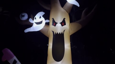 10FT Halloween Inflatables Tree Outdoor Decorations, Spooky Halloween Tree with Blow up Ghosts, Eyeballs, Pumpkins, Cauldron & Witch Legs - Built-in LED Lights for Halloween Outside Yard Lawn Decor