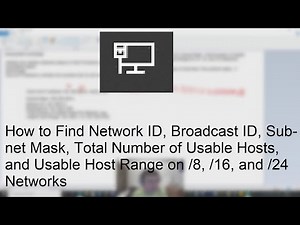 Subnetting Part 5 - How to Find Net ID, Brd ID, Subnet Mask, Hosts, and Range for /8, /16, and /24
