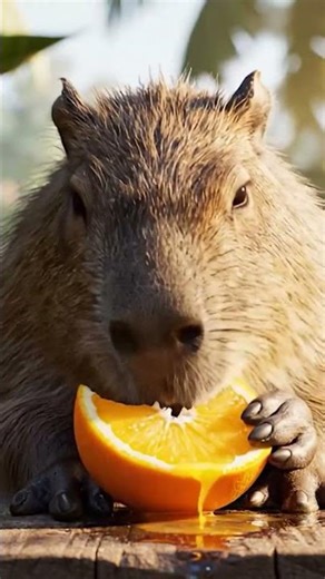 Day 4/100 – Capybara Eating an Orange 🍊