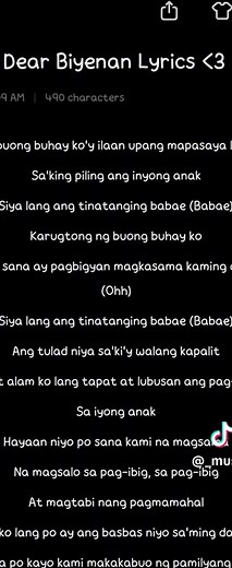 Dear Biyenan Lyrics: A Touching Tagalog Rap Song