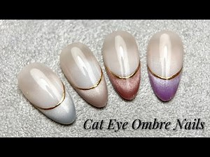 Make Your Cat Eye French Nails Stunning with a White Gradient ❤️ Nail Art tutorial