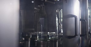 Glass Drinking Water Bottles on Production Line