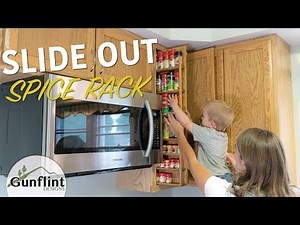 Kitchen Microwave Cabinet with Slide Out Spice Organizer Rack