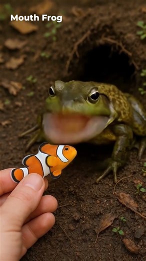 Cute Frog Eats Clownfish