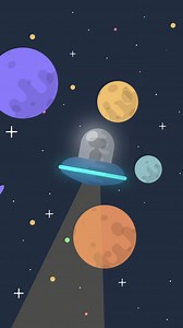 Free stock video - Motion graphic of ufo background with planets in flat design