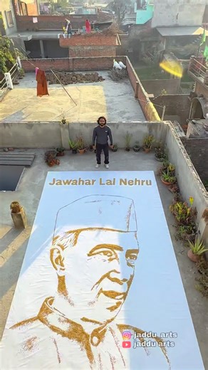 Javed Malik on Instagram: "Pandit Jawahar Lal Nehru wheat Art 🇮🇳 Made by @jaddu_arts . . . #panditjawaharlalnehru #jadduarts #art #wheatart #trendingreels"