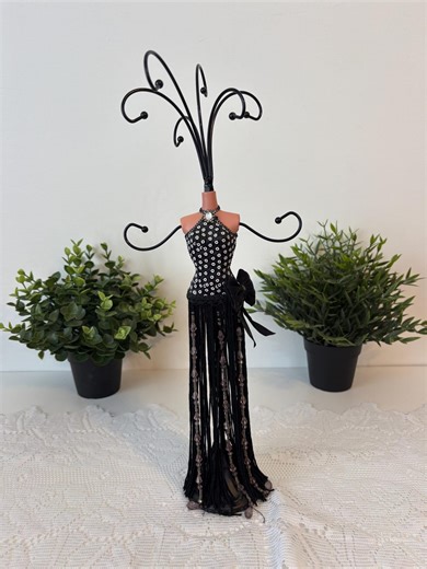 Vintage Mannequin Jewelry Display Stand, Black Dress Jewelry Holder With Diamonds, Necklace and Bracelet Organizer, Jewelry Stand - Etsy