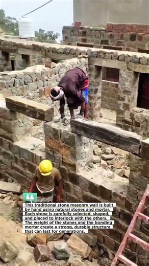 Traditional Stone Masonry Wall Build #Construction #Masonry #Shorts