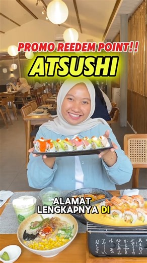 Atsushi @atsushi_indonesia, kuliner Jepang terlengkap di daerah Peleburan!! Promo Reedem Point khusus pengguna member - apply point member nya bisa menyebutkan nomor telp sebelum pembayaran - setiap transaksi akan mendapatkan point (seribu rupiah di bill yang bernilai satu point) - ⁠point tersebut nanti bisa di kumpulkan dan di tukar ke promo yang berlaku - ⁠cara reedem nya langsung scan bar code member di kasir, lalu pilih promo yang akan di tukar dengan point - promo yang berlaku bulan Novembe