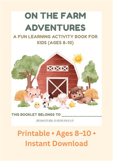 Farm Adventures Activity Book, Homeschool Nature Learning (PDF Download, Ages 8-10) - Etsy