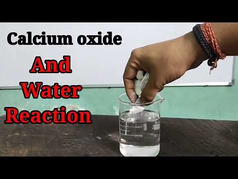 Reaction of calcium oxide with water// formation of calcium hydroxide// formation of slaked lime