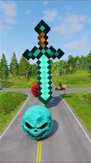 Big & Small Cars VS Giant Minecraft Sword - BeamNG.Drive