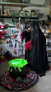 2.3K views · 183 reactions | ANIMATRONIC WITCH & SPINNING CAULDRON TUTORIAL! Our classic witch is back with her amazing cauldron! YouTube tutorials available for BOTH of these creations. Links below Cauldron: https://youtu.be/LiZNCugBS3s Witch: https://youtu.be/Alq8LES-cVM | Isaac Alexander DIY | Facebook