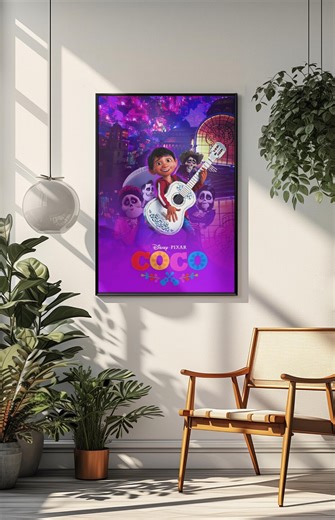 Vintage Coco Movie Poster, Disney Pixar Wall Art, Miguel Guitar Print, Colorful Kids Room Decor, Animated Film Poster, Family Movie Gift