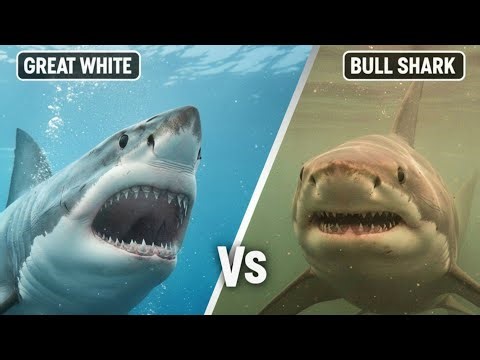 Comparison Between "Great White Shark vs Bull Shark" 😱 | Animals Facts