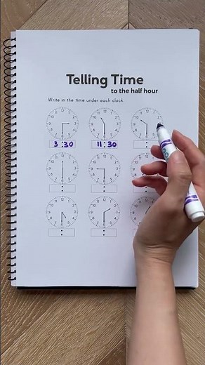 Telling Time to the Half Hour | Learning the Clock ✅💯#maths #education #mathforkids #math #clock