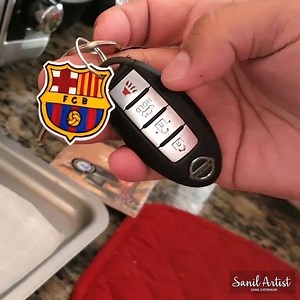 11M views · 48K reactions | In 5 minutes turn your drawing into professional looking keychain. You can draw your own design and create your own professional looking keychain with this simple steps. The possibility of the design in endless.  #DIY #Barcelona #BarcaCrest | SanilArtist | Facebook