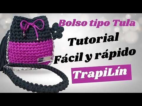 Hermoso bolso de trapillo tipo Tula paso a paso punto centrado
