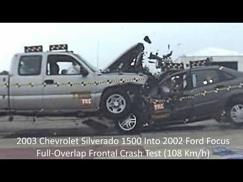 2003 Chevrolet Silverado Into 2002 Ford Focus Full-Overlap Crash Test