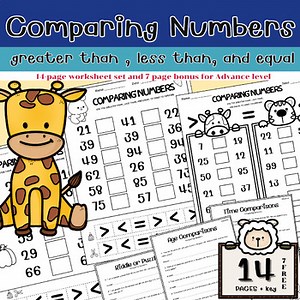 Greater Than, Less Than, and Equal Worksheets | Comparing Numbers for Grade K-1