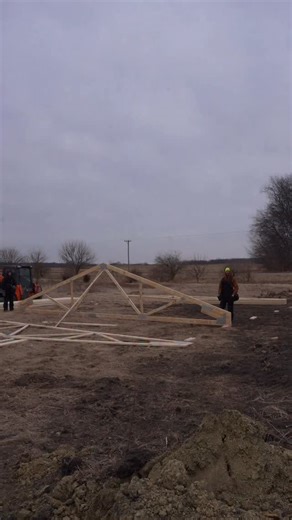 This was a first for us! We built 48’ of roof frame minus our end trusses on the ground, hoping our Tele-handler would have no issues and we could easily lift into place! It’s good to step out of your comfort zone and try something new once in awhile | RR Buildings