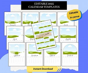 Editable 2025 Calendar Templates | Free Canva Templates | Customizable Design | Instant Download | Custom Photo Calendar - Etsy