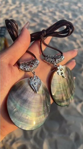 The Obsidian: Handmade Raw Black Shell Pendant #pendant #charm #oceanvibes #seashells #mermaid