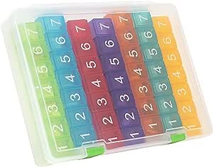 e-Pill 7 Times a Day x 7 Day Clear Weekly Pill Organizer, Vitamin, and Medicine Pillbox (Rainbow)