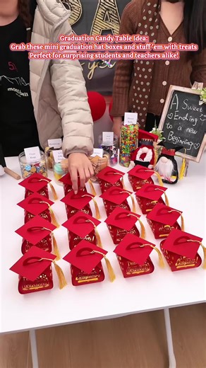 The cutest grad gift idea! 🎁 Fill 'em with candy or cash. Get yours ⬇#graduation2026#graduationgift#graduationcandytable#graduationcap#candybox