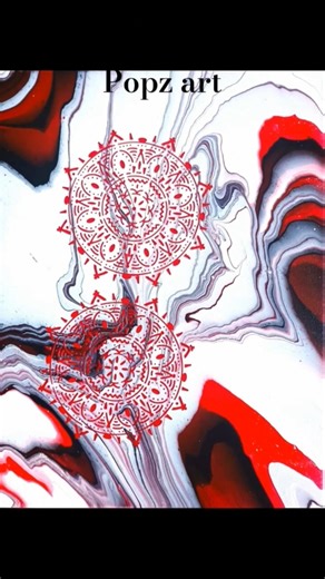 #Shorts - Puddle Pour With Swirl And Stencil - Acrylic Pouring - Fluid Art - Abstract Painting