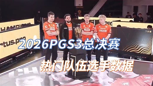 【2026PGS3】总决赛热门队伍选手可视化数据 VP高分夺冠 PCL最后一日发挥堪忧
