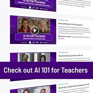 28 reactions | And that’s a wrap!  The final video in the AI 101 for Teachers series is here, and this session focuses on teaching about AI, evaluating and utilizing AI educational tools, and leveraging AI for student assessment. You don’t want to miss it, check out the full video here: https://brnw.ch/21wCZre We want to thank our partners, ETS, ISTE, & Khan Academy, for working together to share more knowledge about the fascinating world of AI! 烙 #TeachAI | Code.org | Facebook